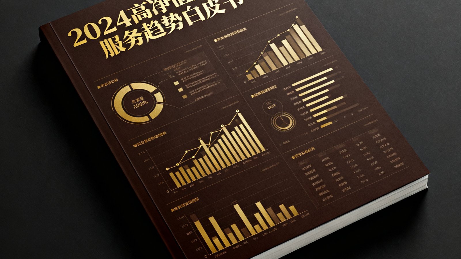 2024高净值人群物业服务趋势白皮书封面，深色背景上印有金色图表和数据可视化元素。